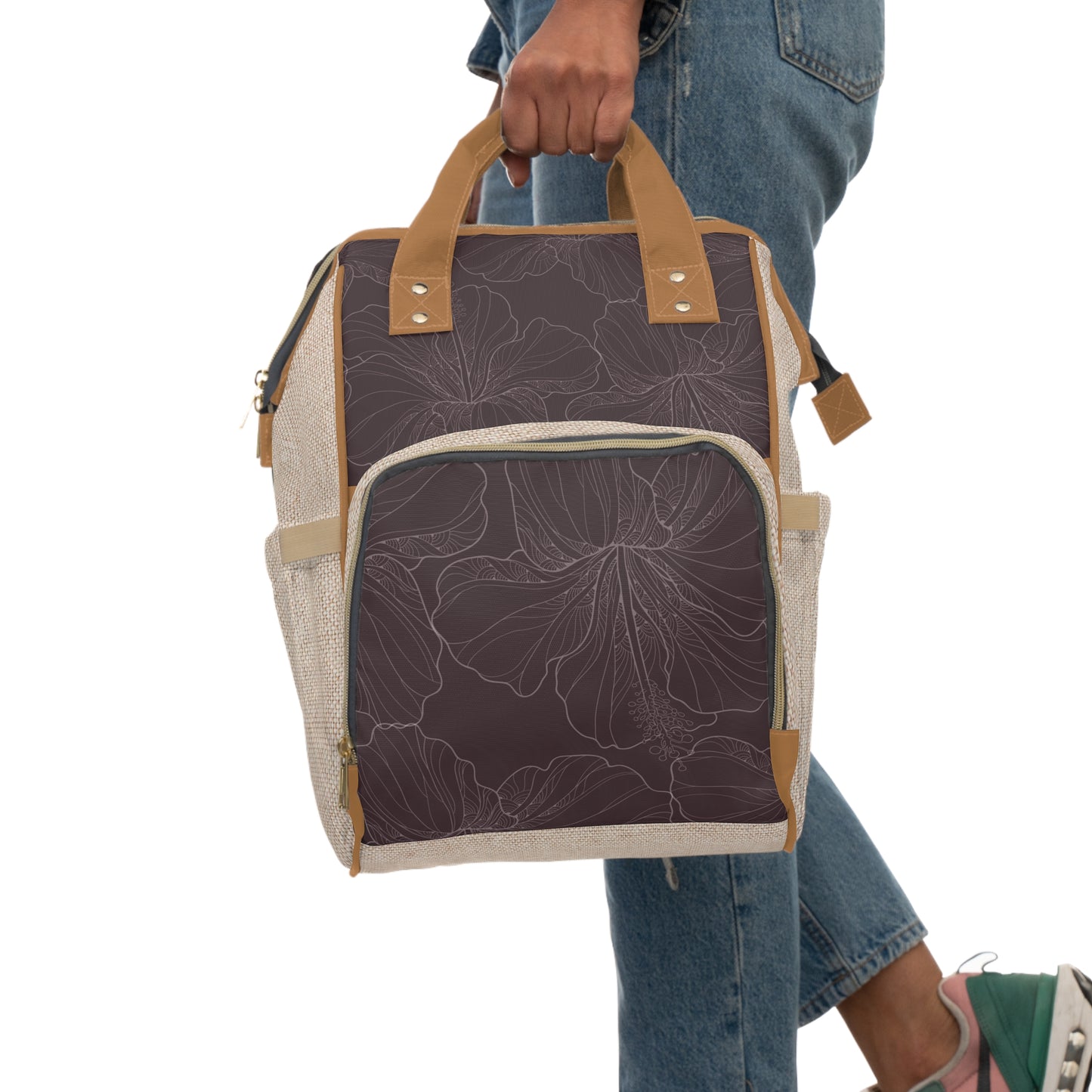 Multifunctional Diaper Backpack in HIBISKUS