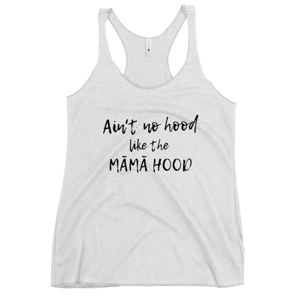 MĀMĀHOOD in BLK TEXT Racerback Tank
