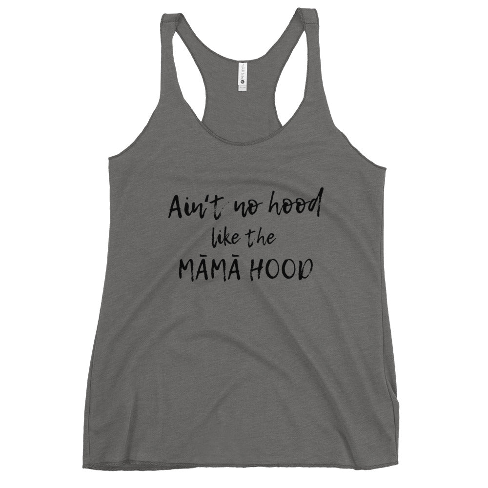 MĀMĀHOOD in BLK TEXT Racerback Tank