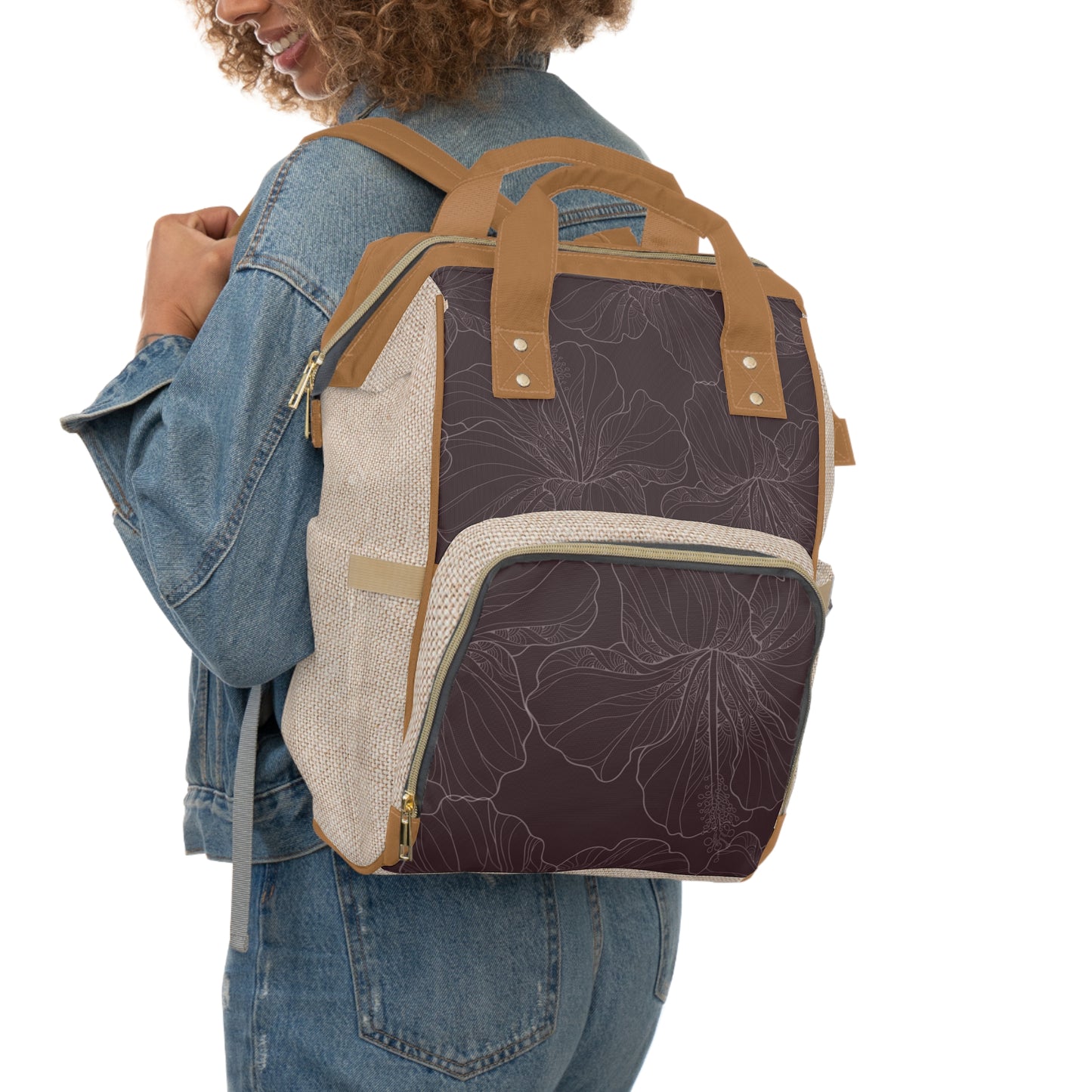 Multifunctional Diaper Backpack in HIBISKUS