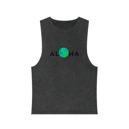 ALOHA WORLD Kāne or Wāhine Unisex Stonewash Tank Top